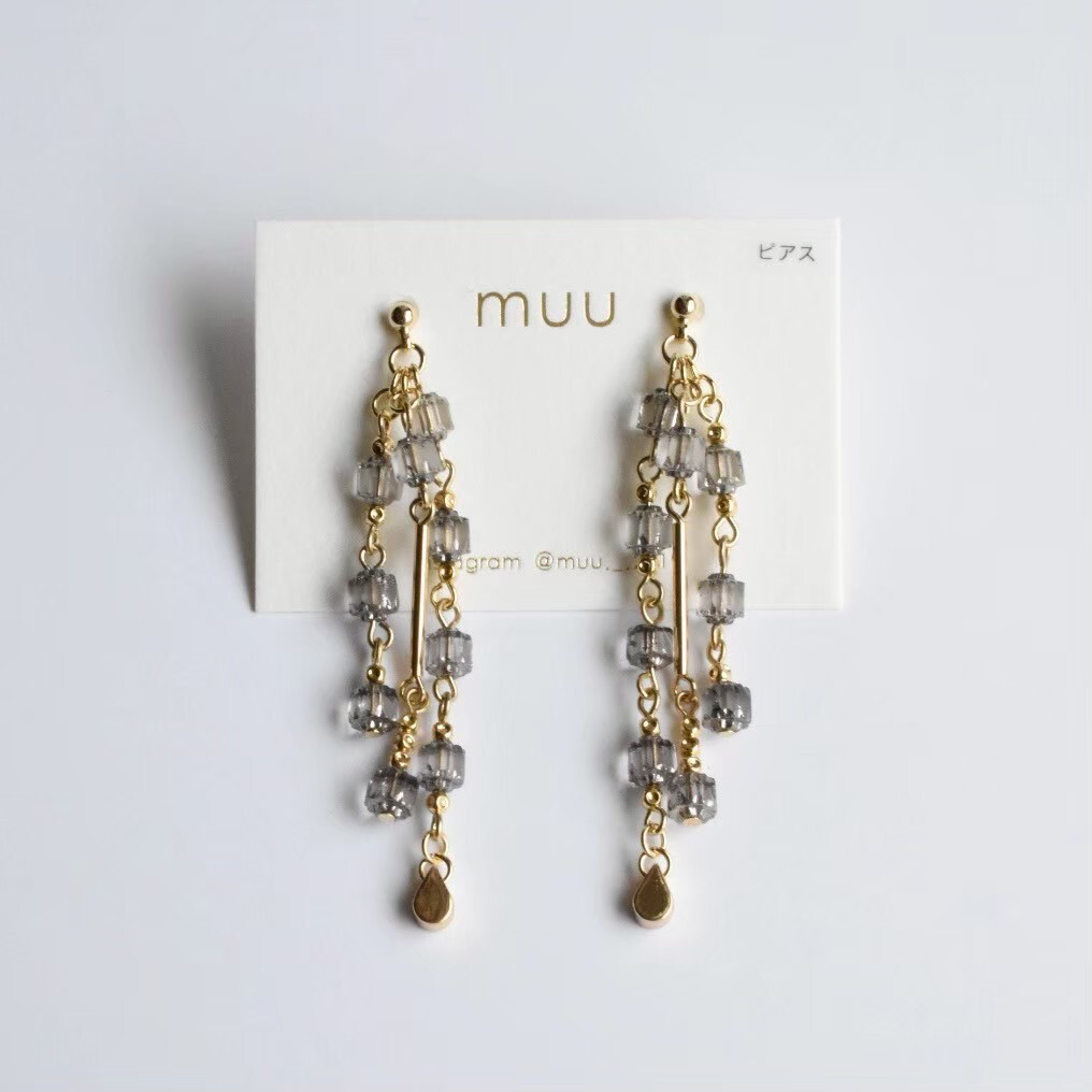 [muu] frost square beads  | 耳針 | NO.14
