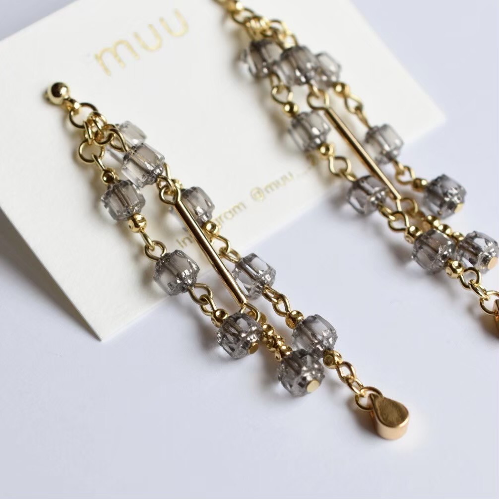 [muu] frost square beads  | 耳針 | NO.14