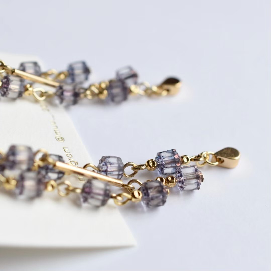 [muu] frost square beads  | 耳夾 | NO.15