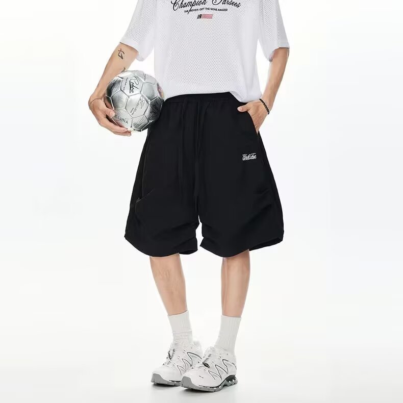 日系寬鬆休閒5分短褲