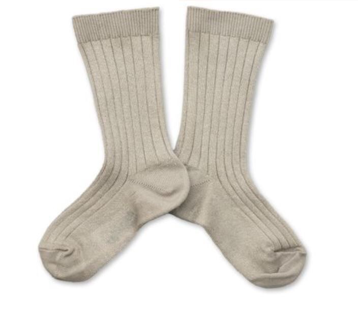 (預購) COLLEGIEN 金蔥羅紋襪 Victoire - 105 Gris Perle 珍珠灰