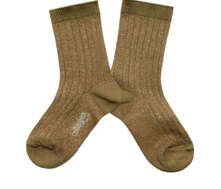 COLLEGIEN 金蔥羅紋襪 Victoire - Biscuit褐