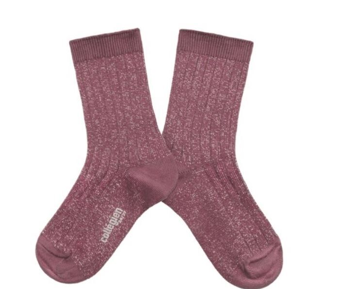 COLLEGIEN 金蔥羅紋襪 Victoire - Raisin Rose葡萄玫瑰