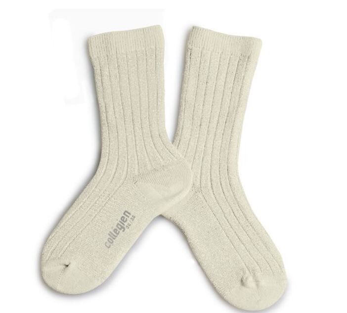 COLLEGIEN 金蔥羅紋襪 Victoire - Doux Agneaux 米白