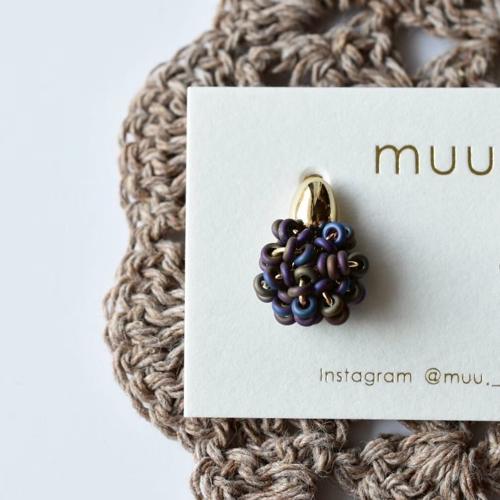 [muu] pofupofu knit | 紫色 | 耳夾 | NO.19