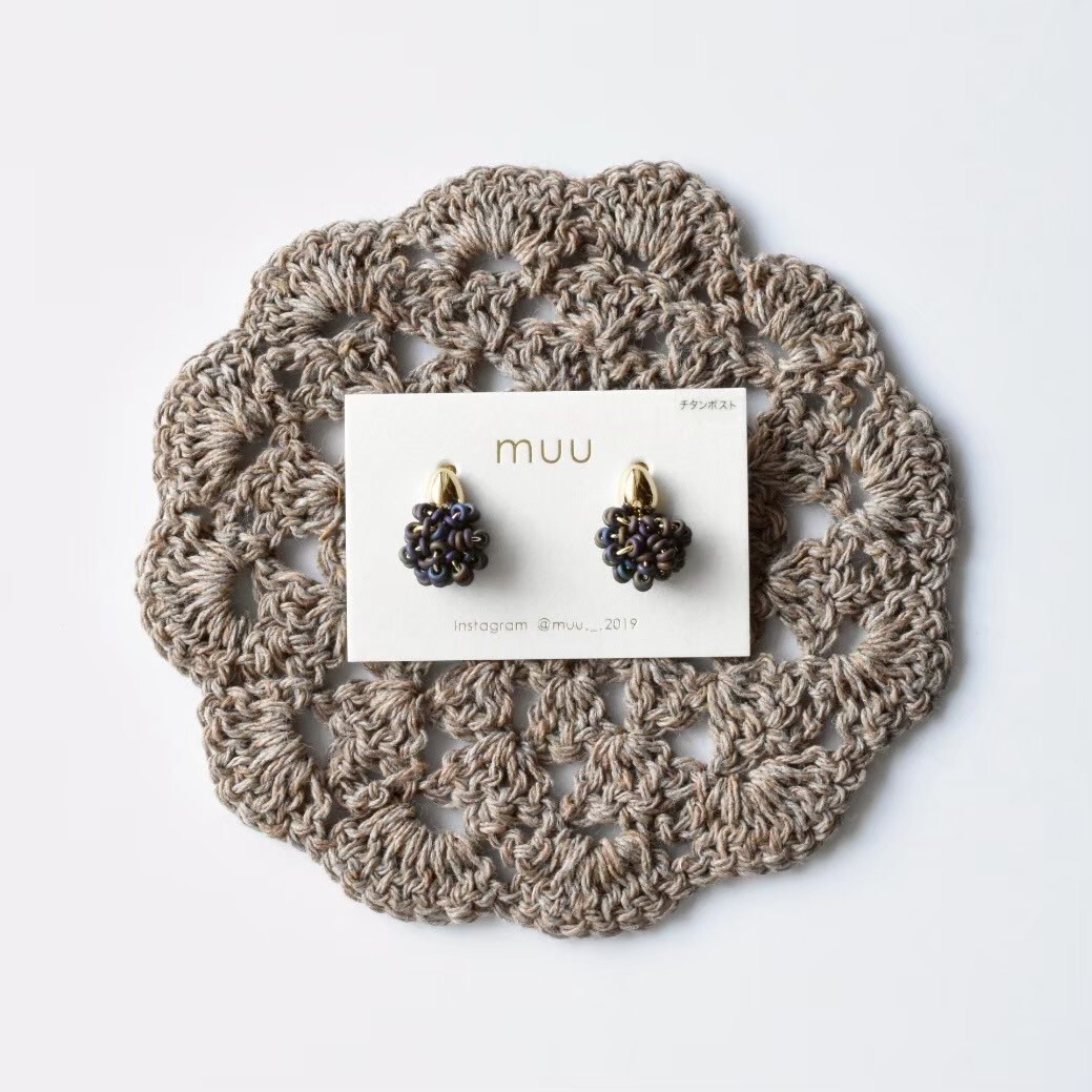 [muu] pofupofu knit | 紫色 | 耳夾 | NO.19