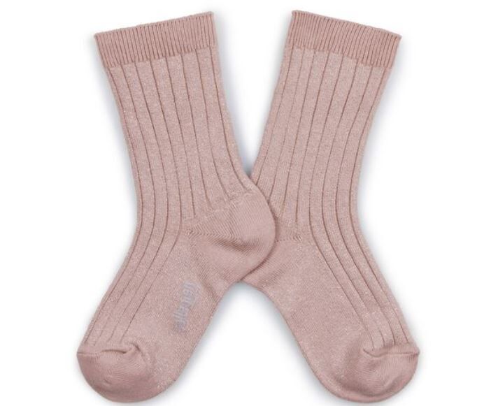 COLLEGIEN 金蔥羅紋襪 Victoire -  Vieux Rose 復古粉