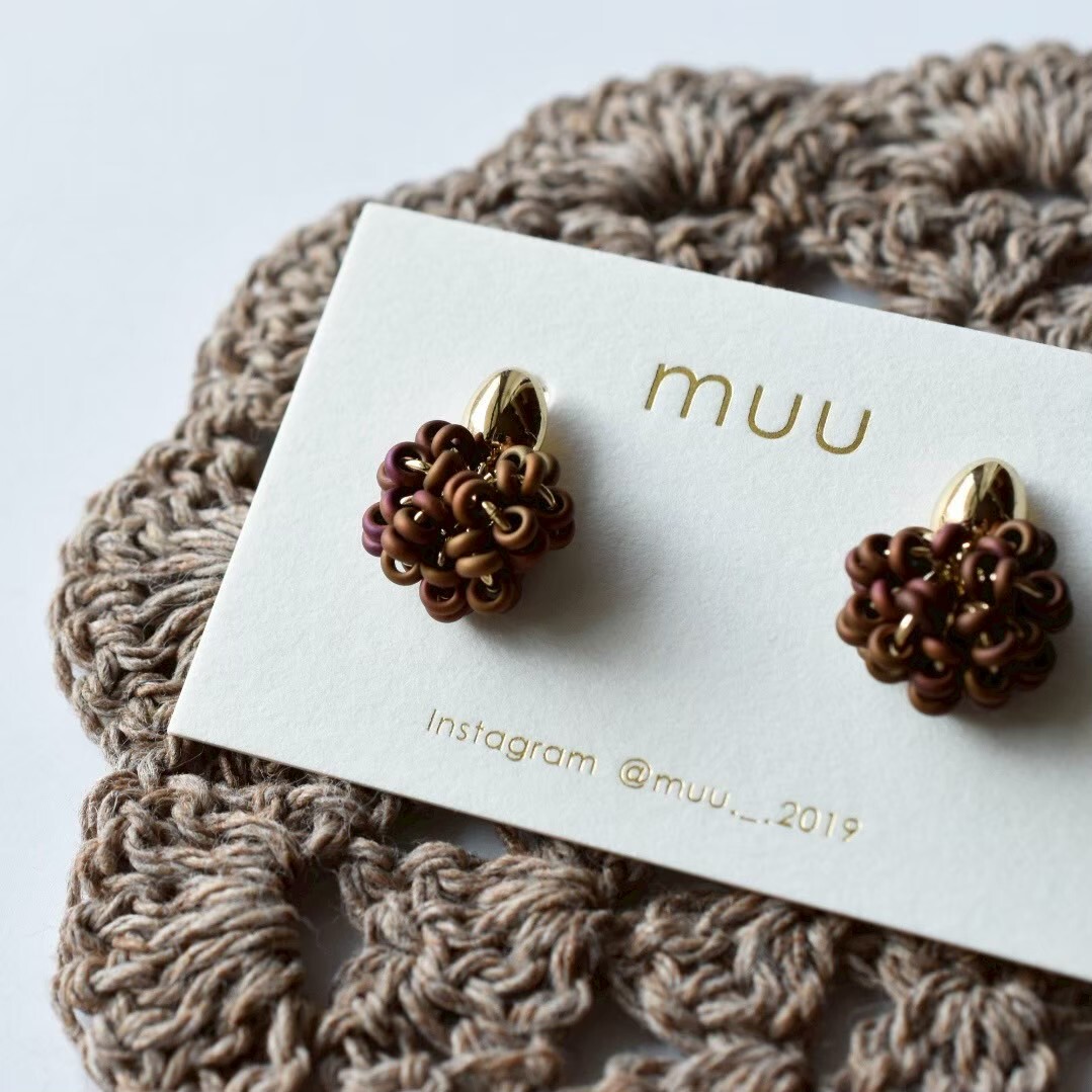 [muu] pofupofu knit | 赤色 | 耳夾 | NO.21