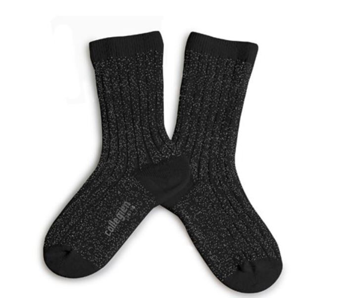 COLLEGIEN 金蔥羅紋襪 Victoire - Noir de Charbon 黑