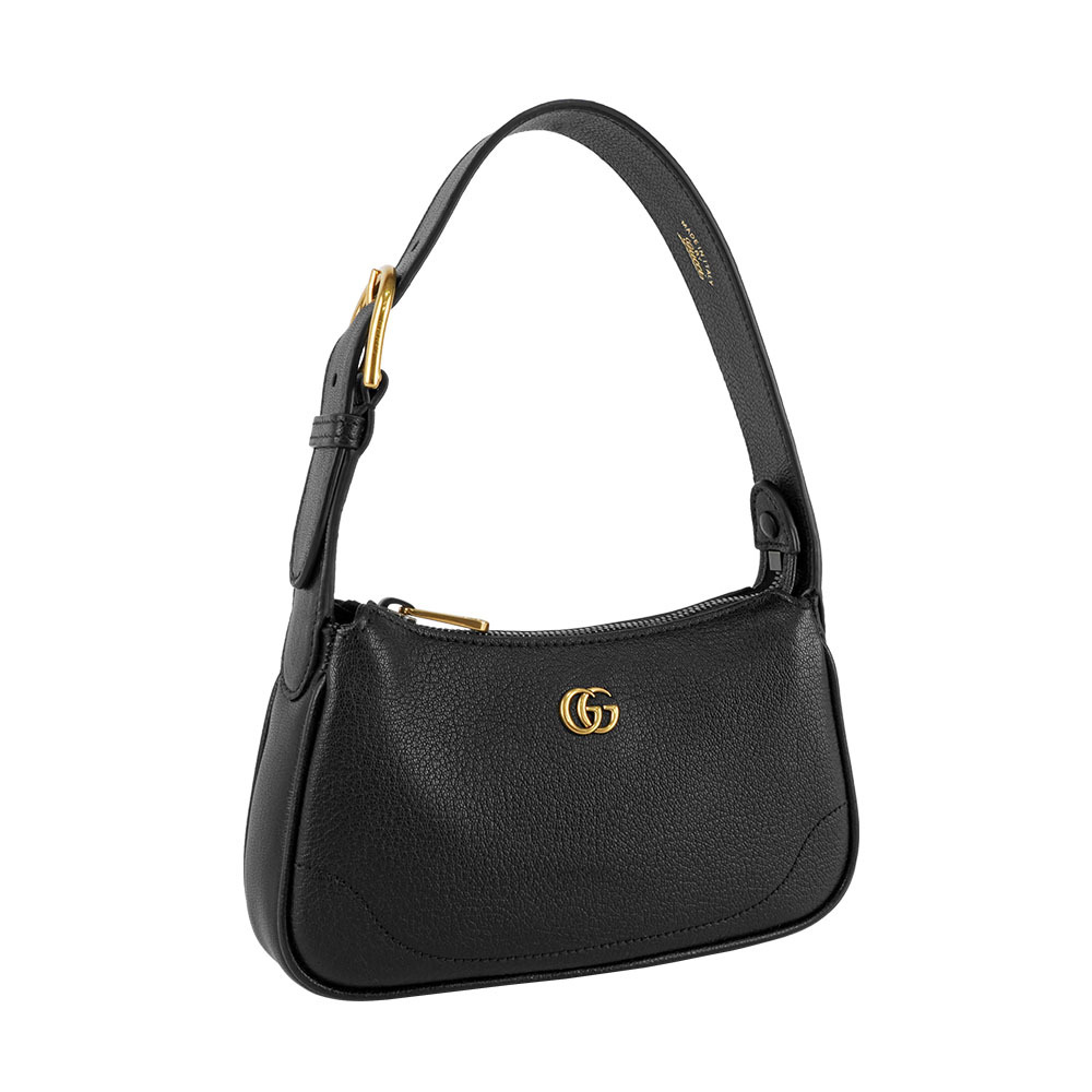 【GUCCI】Aphrodite GG 標誌山羊皮肩背包/手提包(黑色)