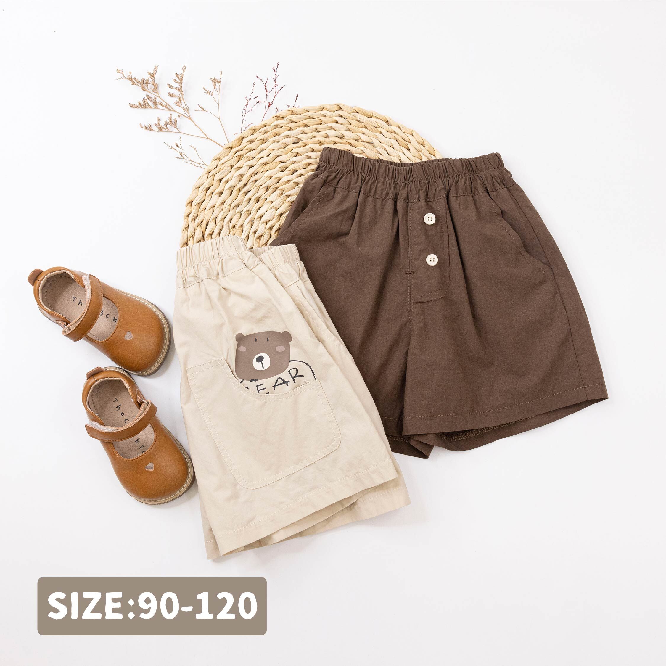 【H50834】小熊躲貓貓棉質休閒短褲