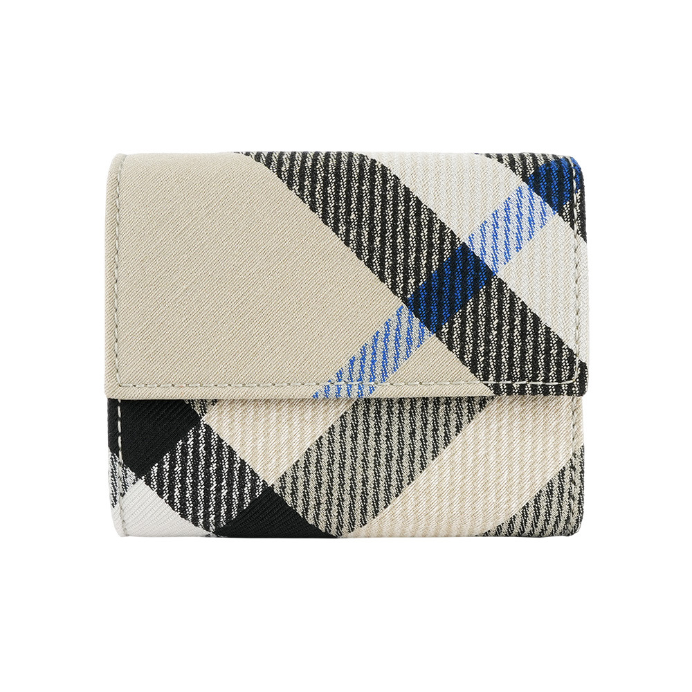 【Burberry】經典格紋帆布三折零錢袋短夾(地衣色)
