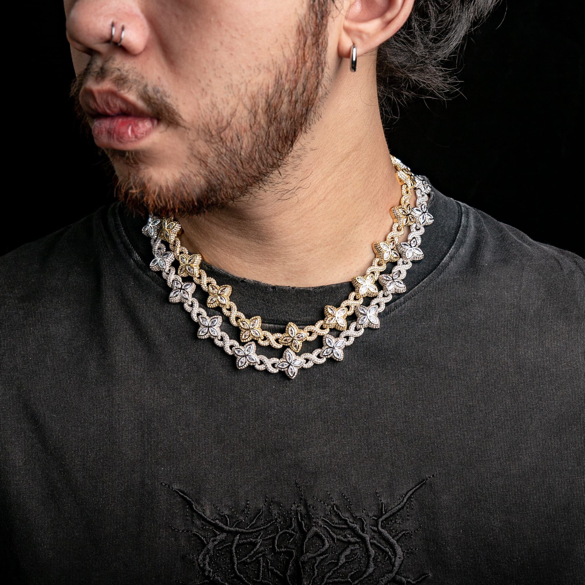 925純銀莫桑石滿鑲無限記號幸運草項鍊