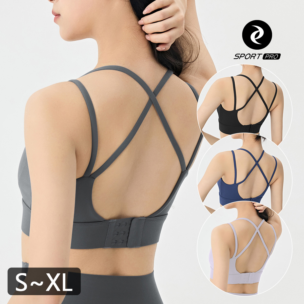 中強度細線交叉美背瑜珈/運動/機能內衣【固定罩杯】