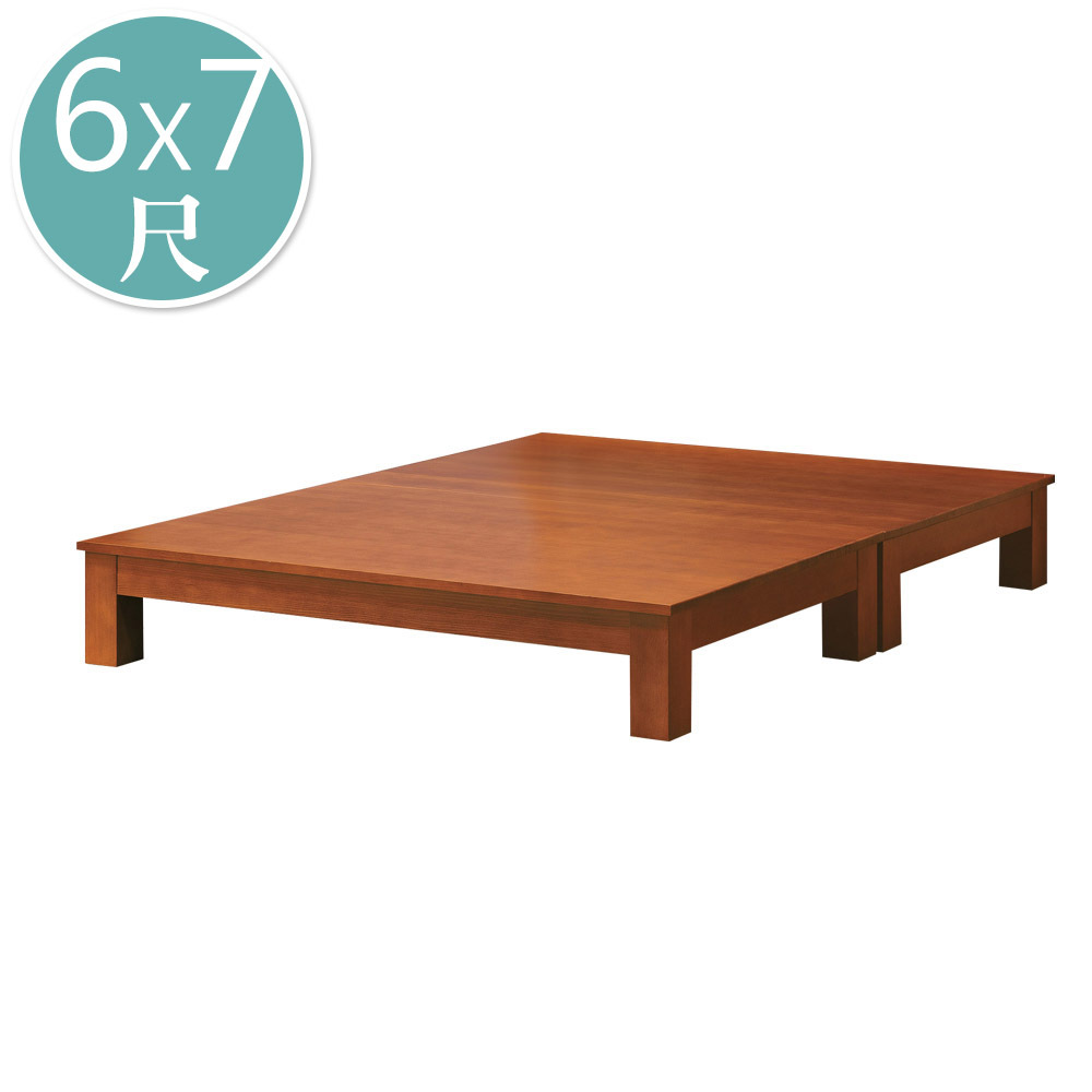 奧納斯6x7尺雙人特大柚木色實木床底(不含床頭片)