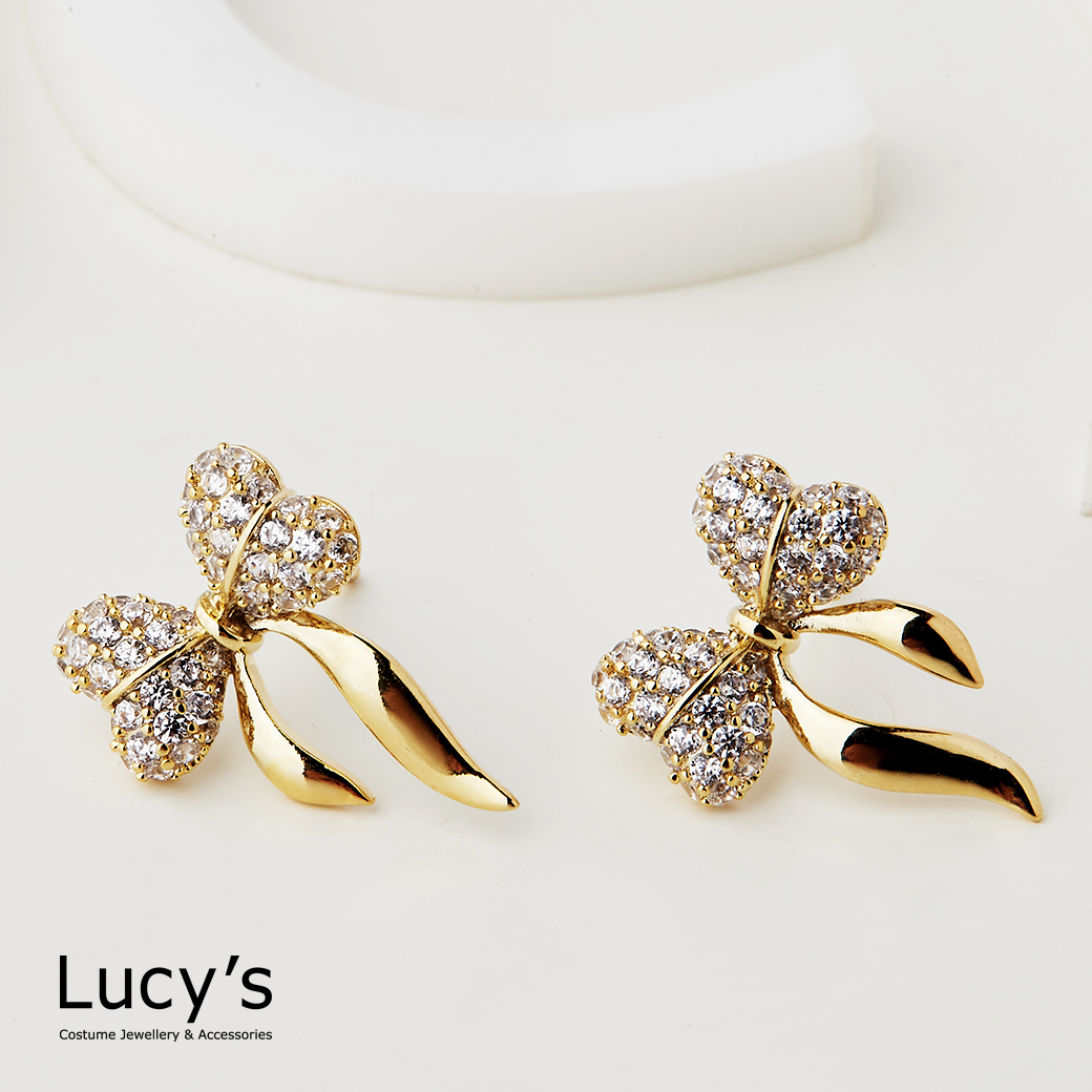 華麗蝴蝶結 耳環 (二色) (124445/124446)