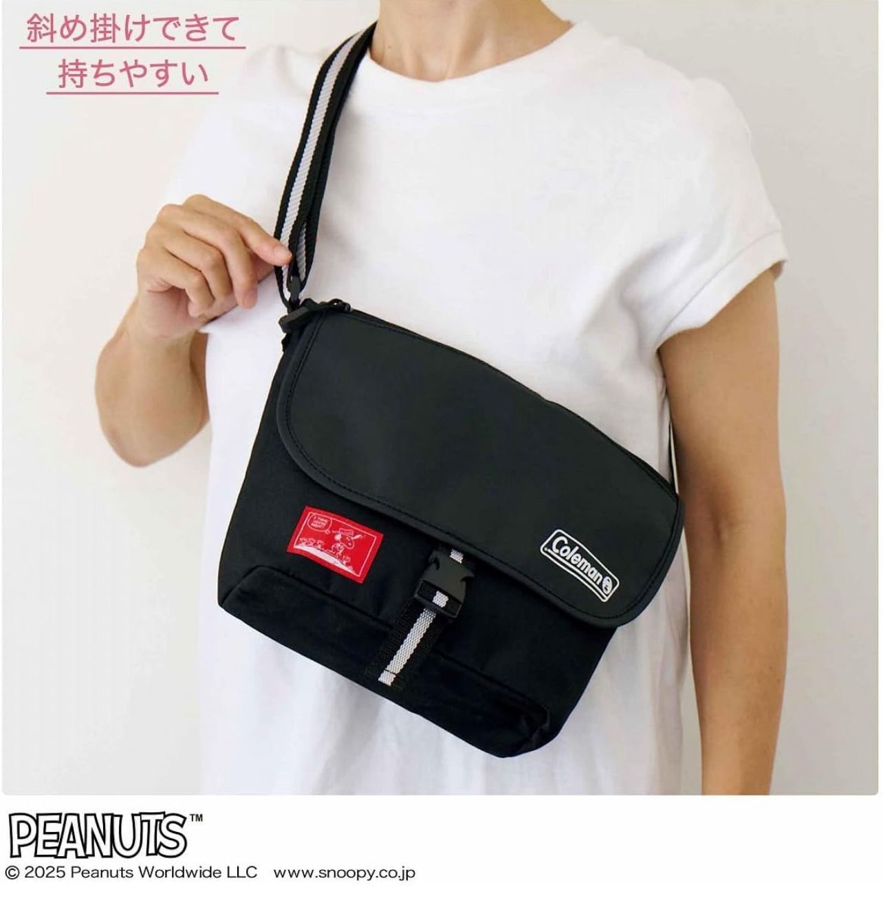 【預購】JN072913 Coleman X PEANUTS 黑色側背包