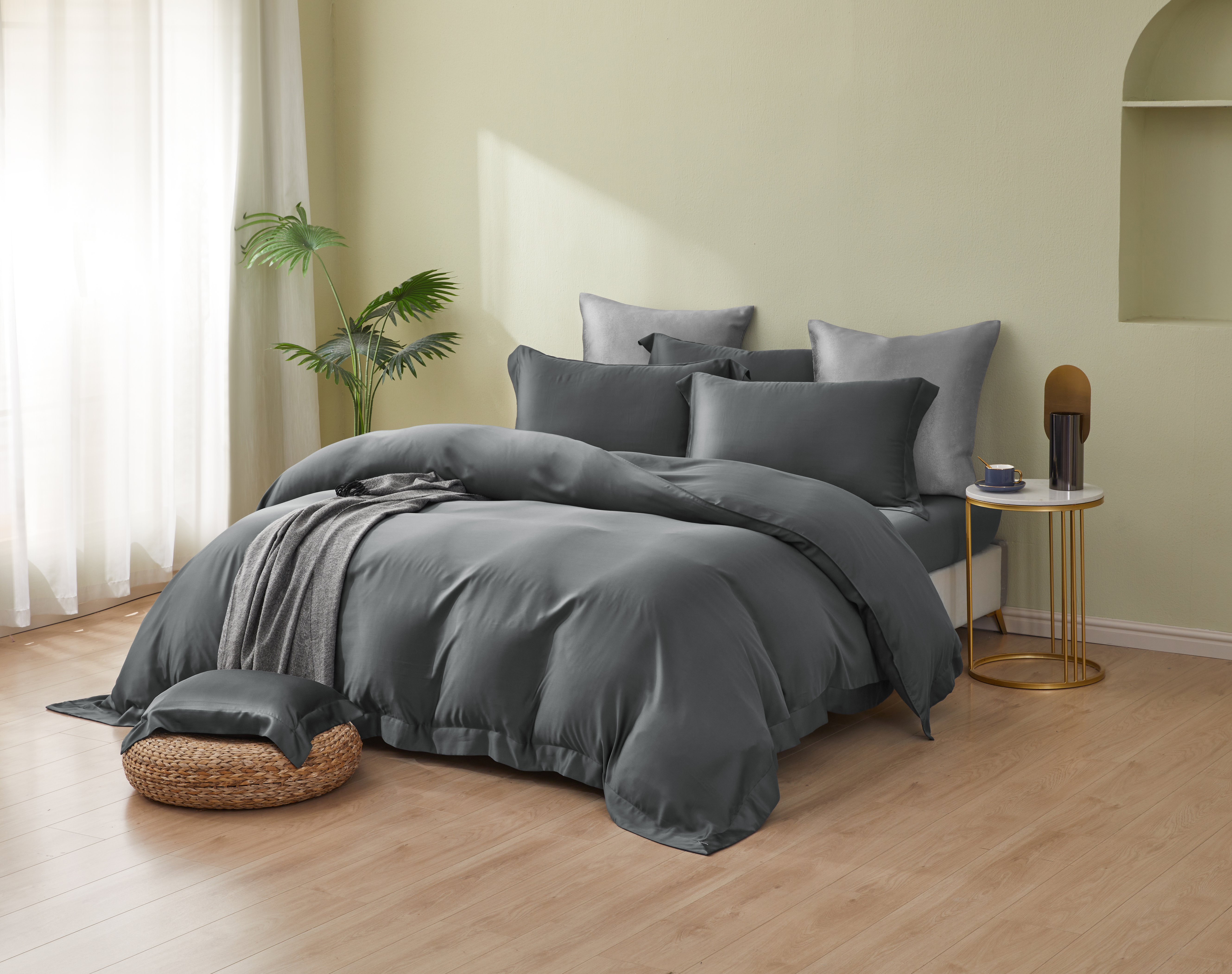 極簡風|100%100支素面天絲款|深礁灰(有單人)