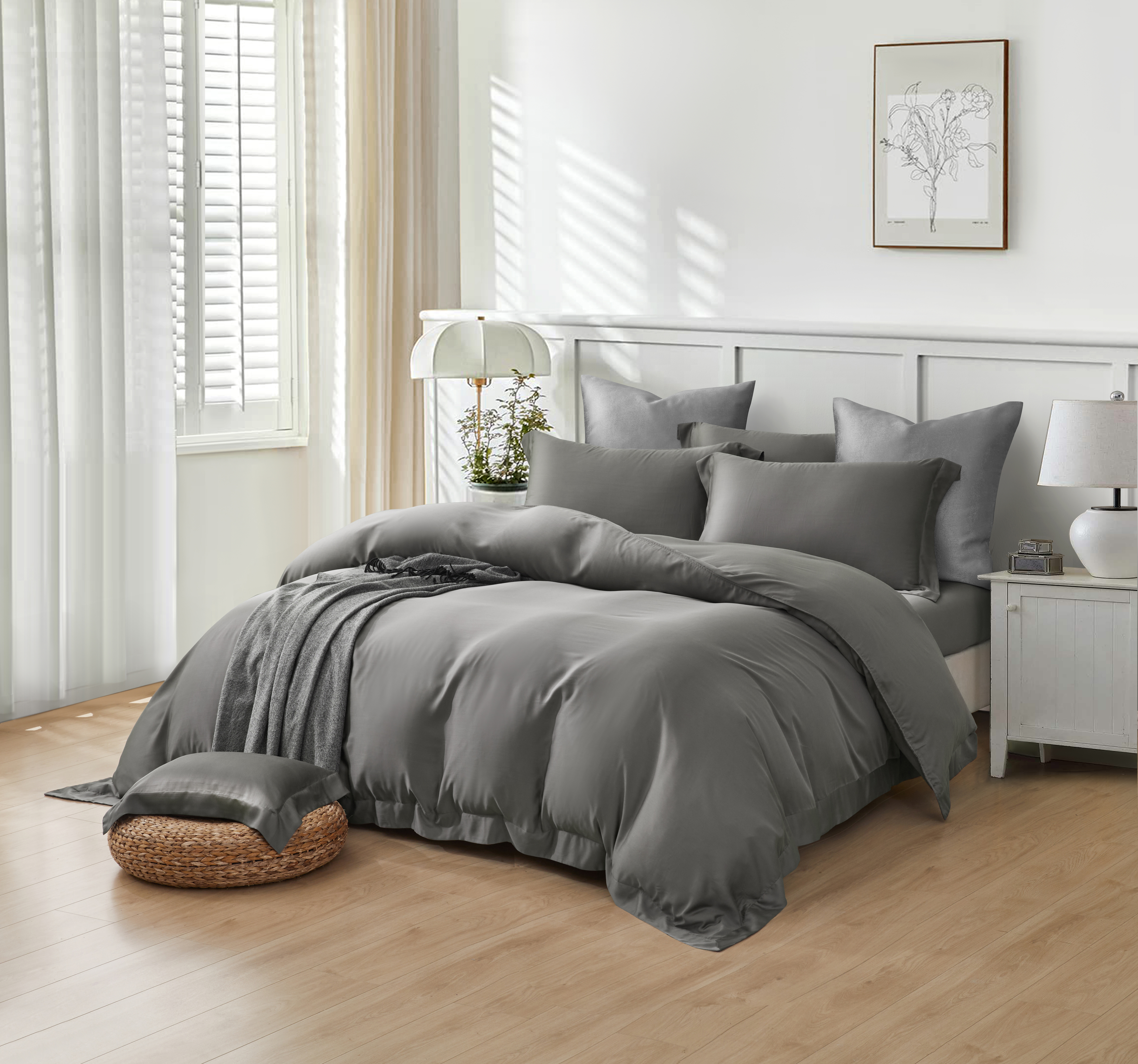 極簡風|100%100支素面天絲款|嶼光灰(有單人)