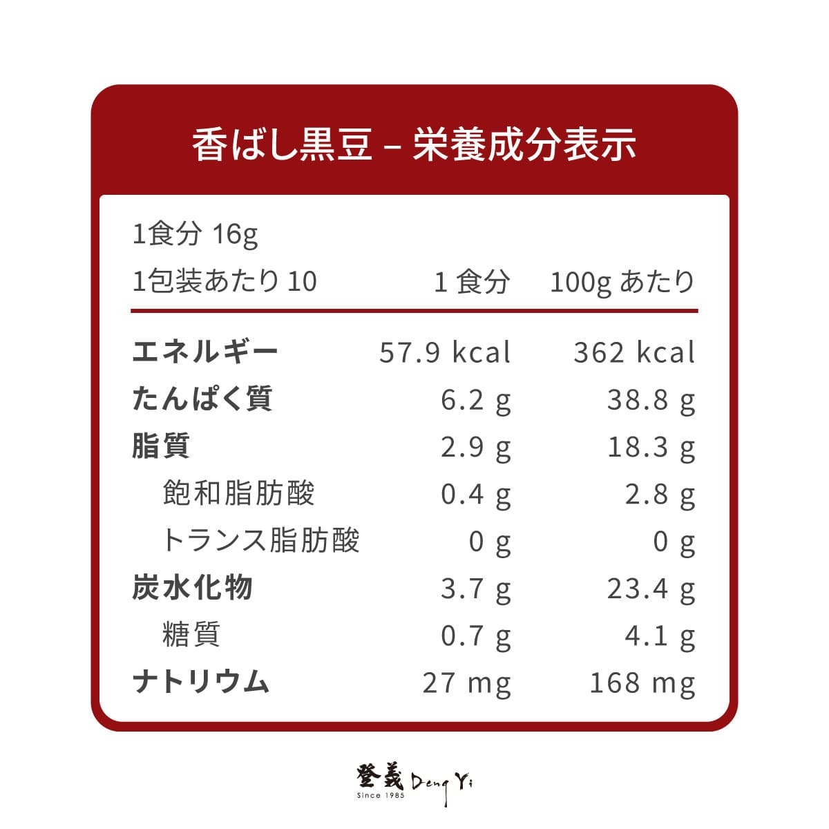登義炒香黑豆營養標示
