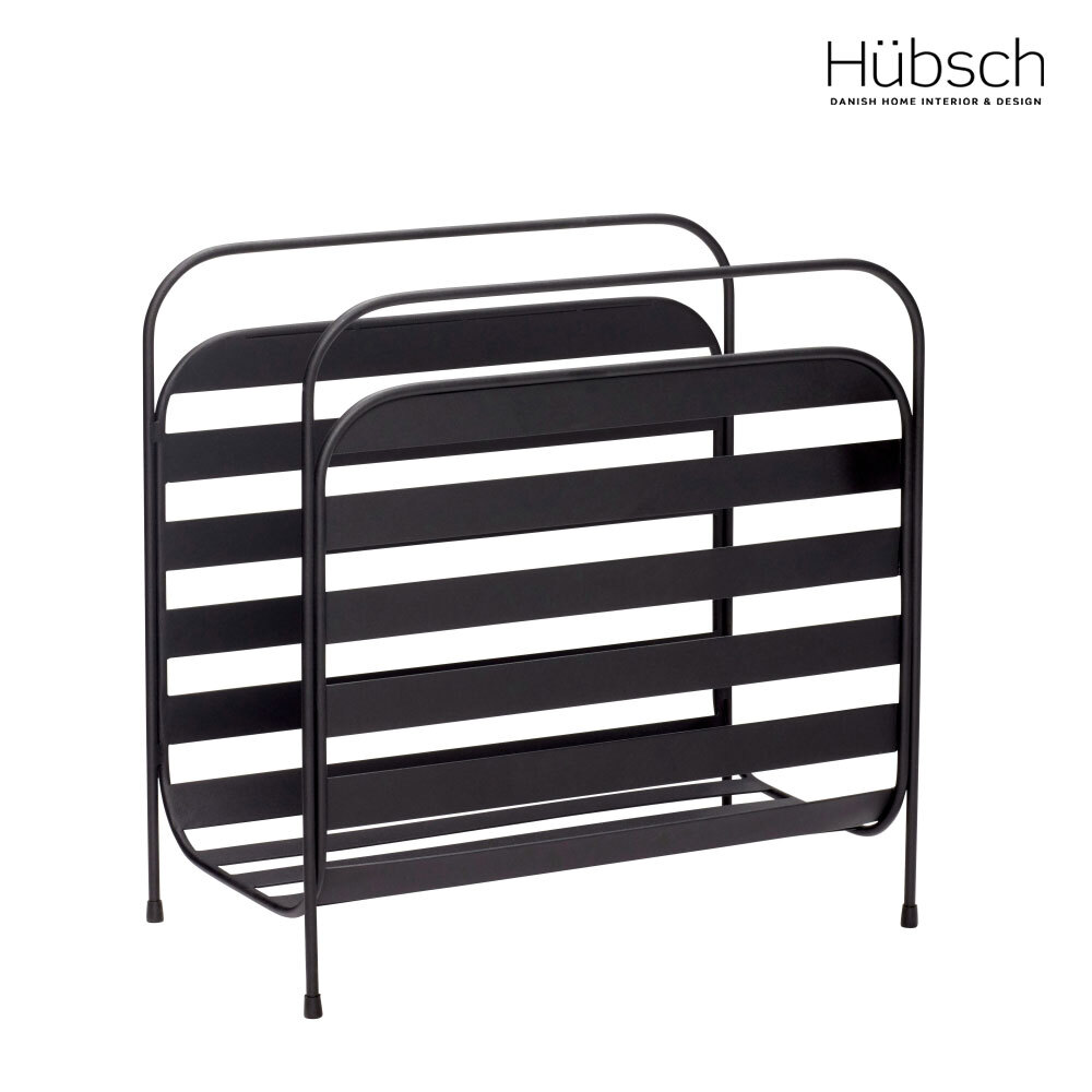 Hübsch-黑色金屬柵欄設計多功能雜誌收納架