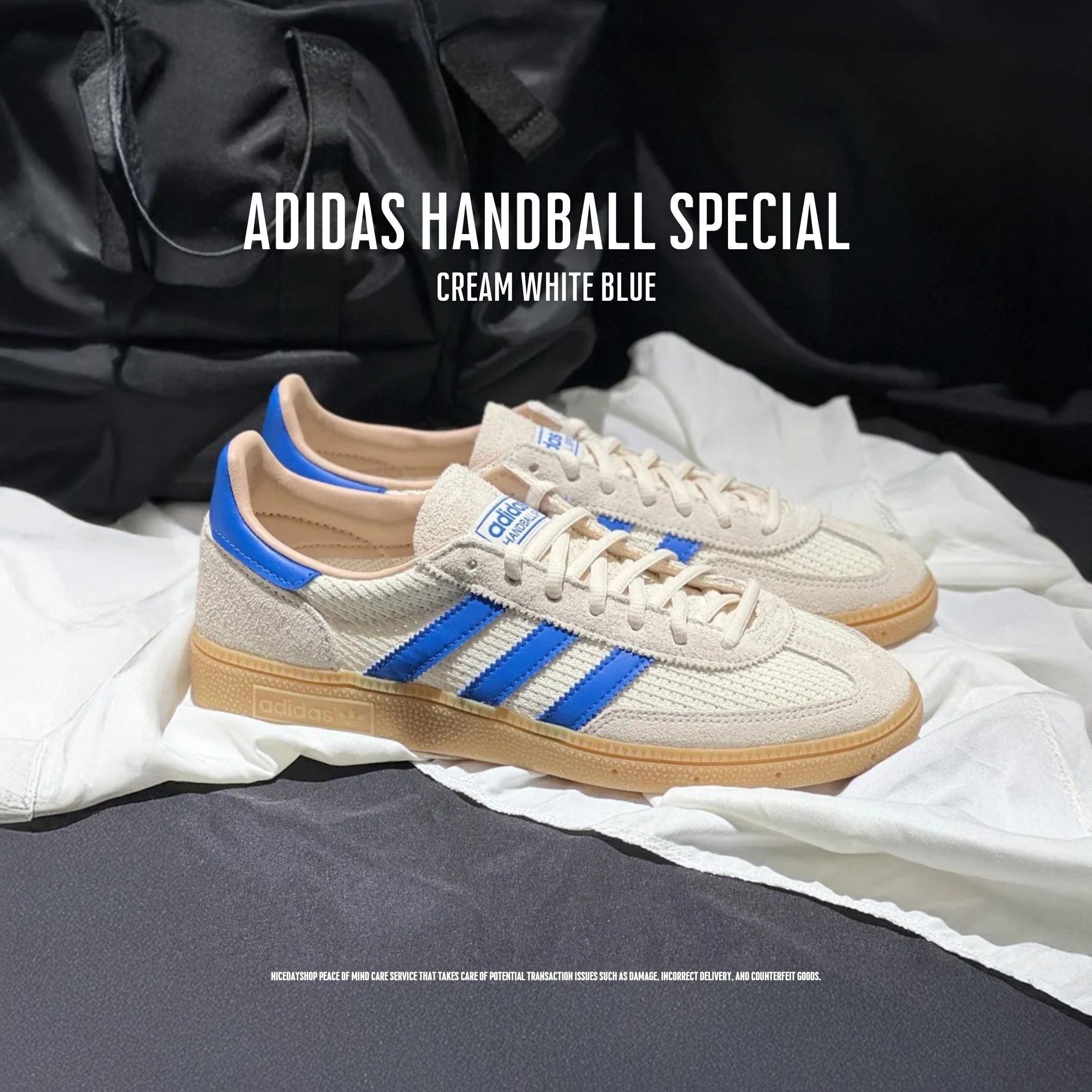 NICEDAY 現貨 Adidas Handball Spezial 米白藍 米藍 奶油白 奶油 焦糖底 男女鞋 JS3865