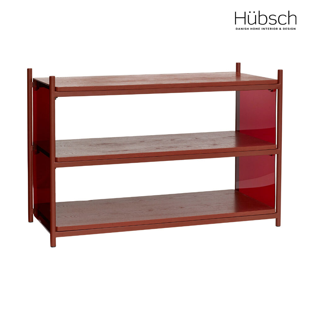 Hübsch-酒紅色三層置物電視櫃