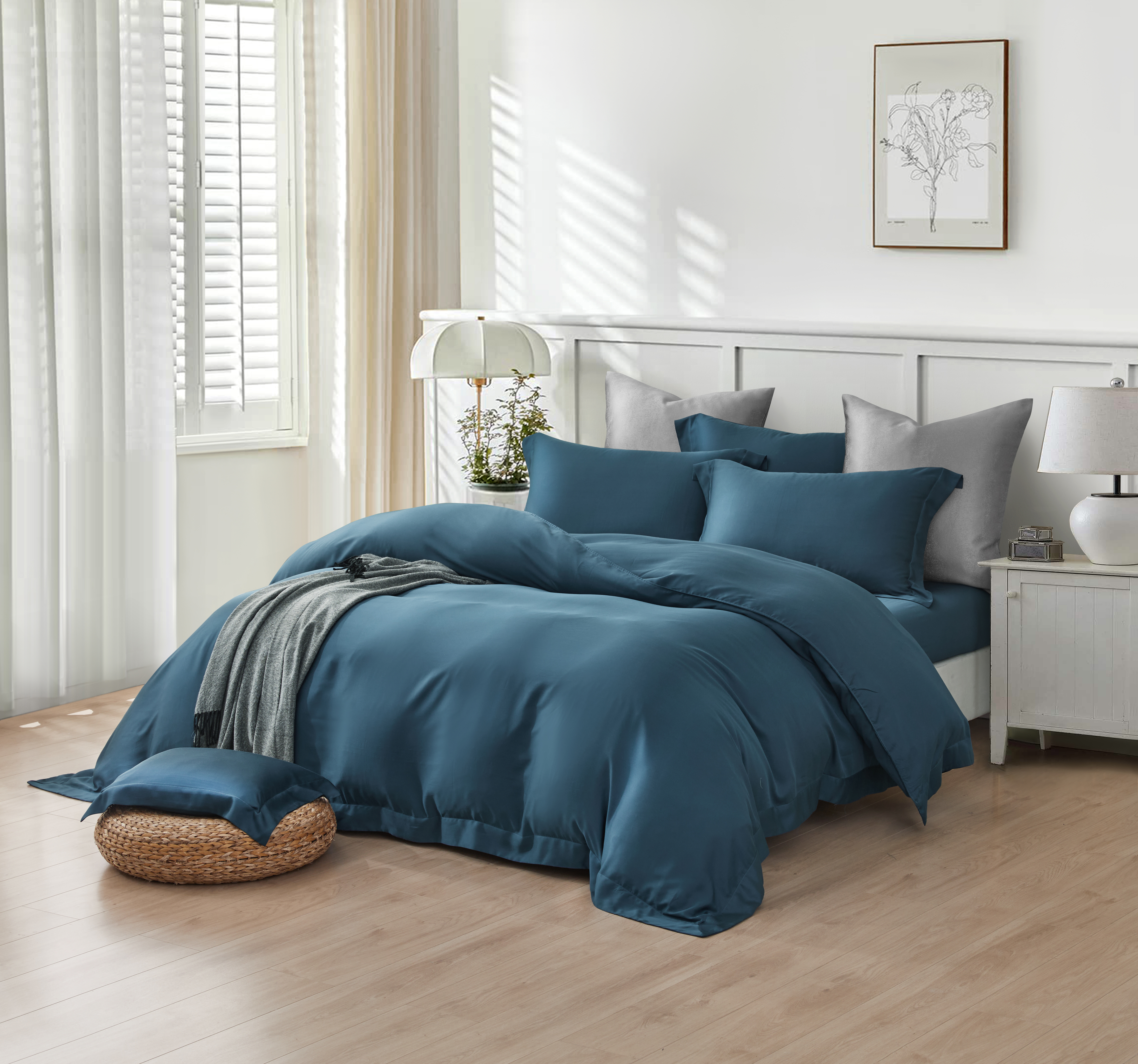 極簡風|100%100支素面天絲款|海湛藍(有單人)