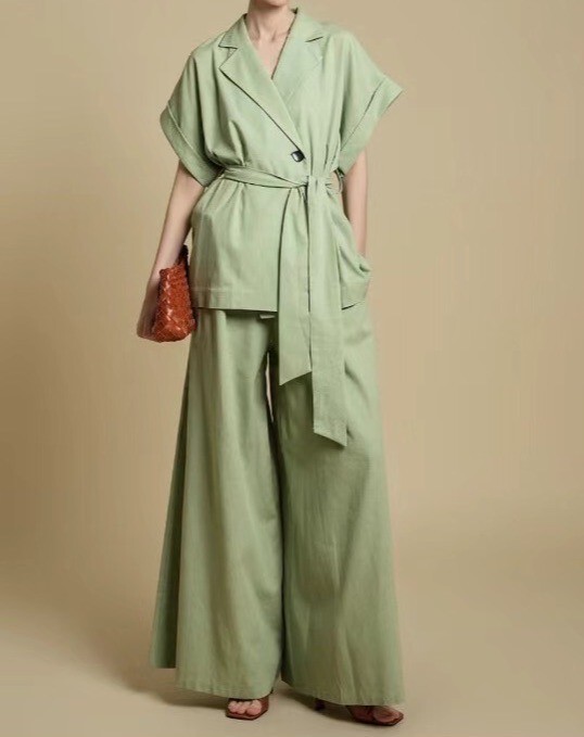 棉麻鬆緊褲頭寬褲