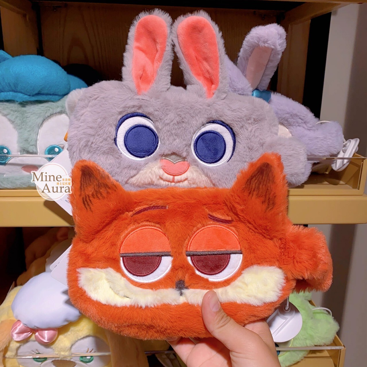 胡尼克 Nick 大臉 立體耳朵 造型 絨毛 筆袋 收納包 化妝包 動物方城市 Zootopia -上海迪士尼樂園