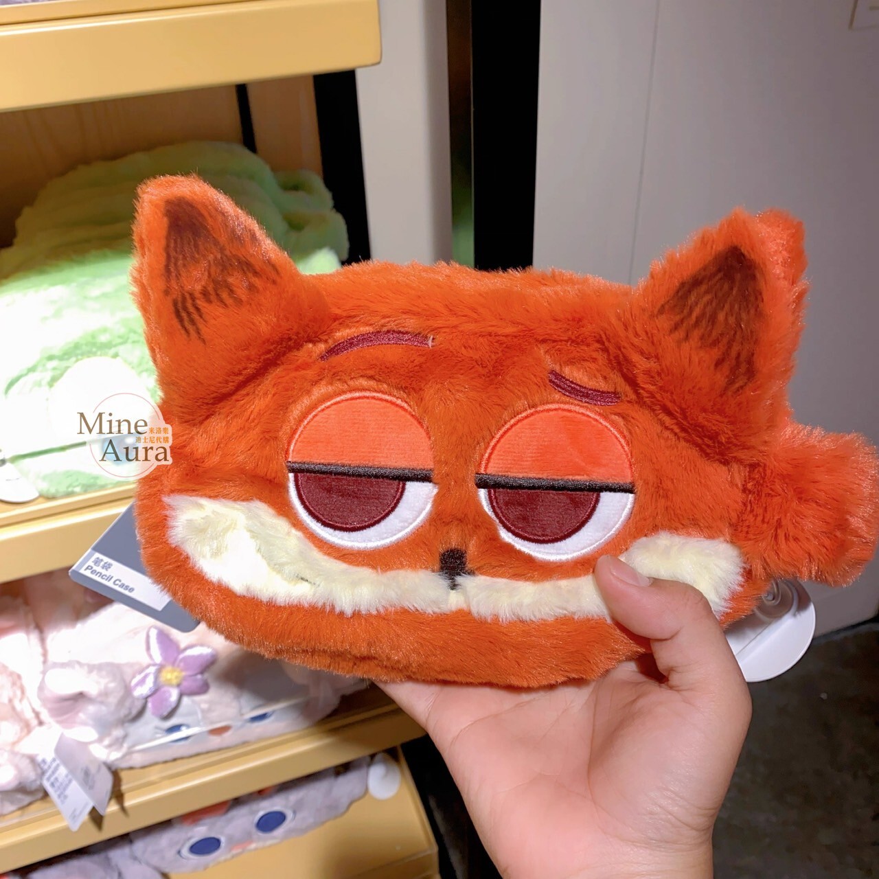 胡尼克 Nick 大臉 立體耳朵 造型 絨毛 筆袋 收納包 化妝包 動物方城市 Zootopia -上海迪士尼樂園