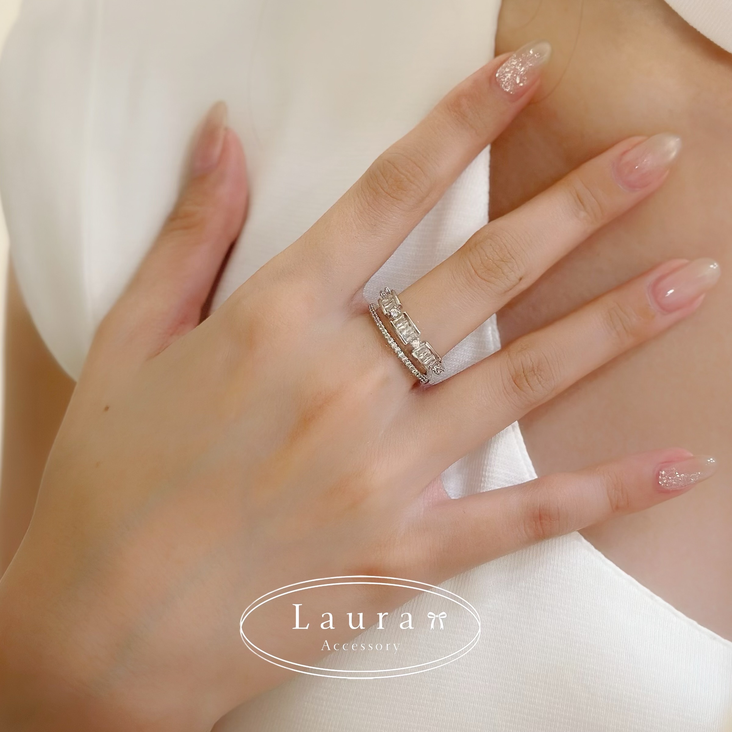 G31鋯石方鑽雙層調整戒