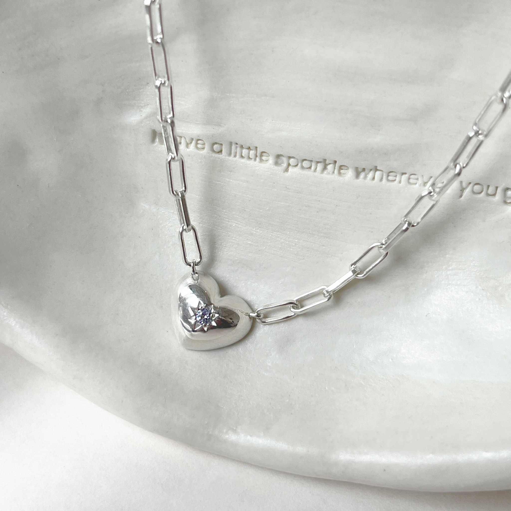 鏡面愛心坦桑石份量感longbox項鍊