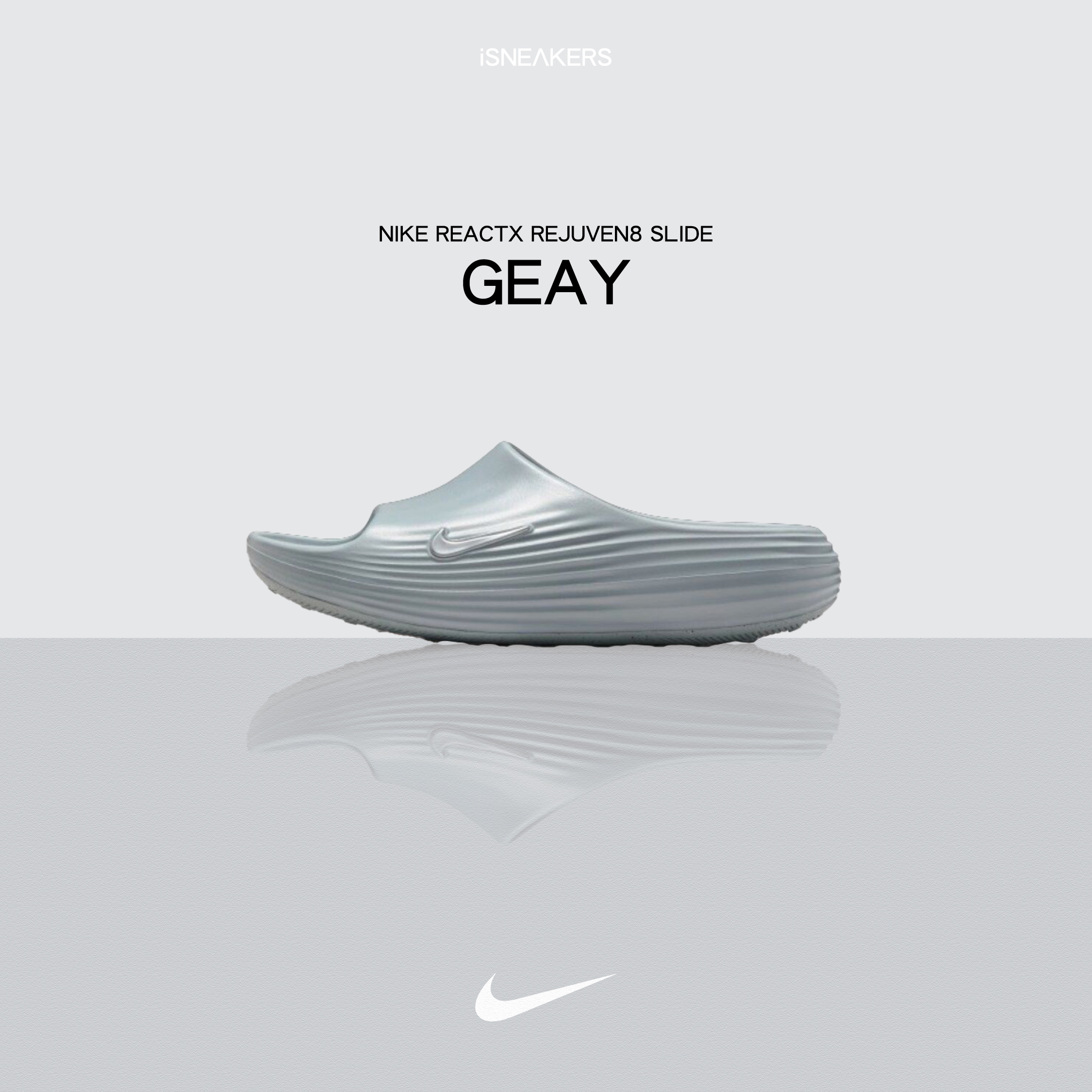 iSNEAKERS｜Nike ReactX Rejuven8 Slide "Geay" 藍灰 HV4479-002