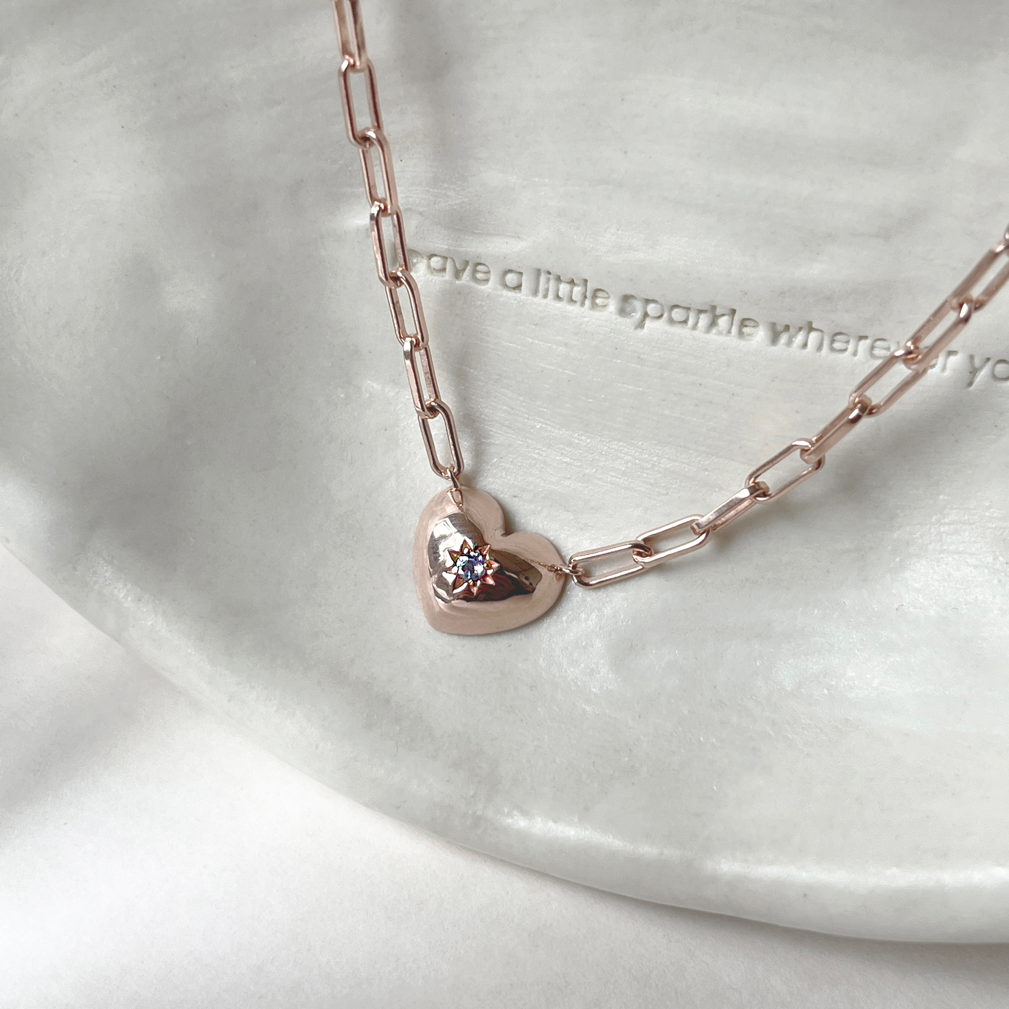 鏡面愛心坦桑石份量感longbox項鍊