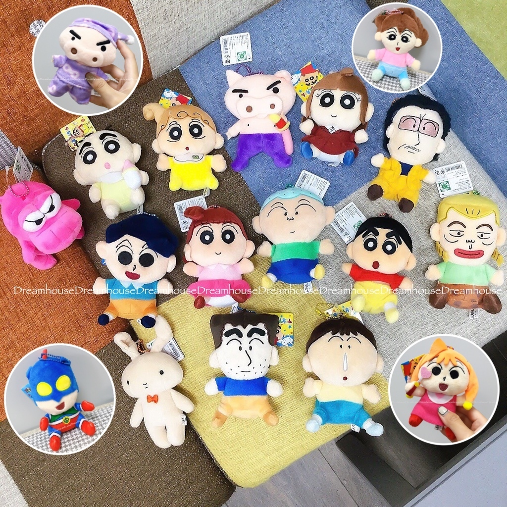 蠟筆小新 肥嘟嘟左衛門 粉紅恐龍餅乾 阿呆 妮妮 風間 正男 小葵 園長 巧克比 新子 珠鍊吊飾 娃娃 玩偶 鑰匙圈