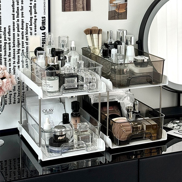 《6164》雙層抽屜式化妝品收納置物架