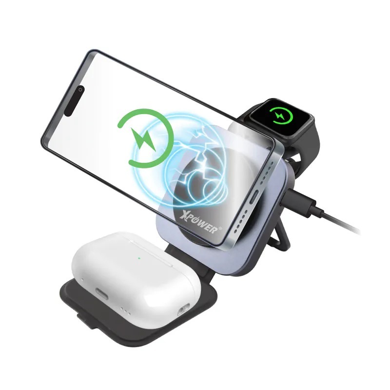 (3782)XPower WLM11QI2 3合1 MagSafe 21W無線充電座