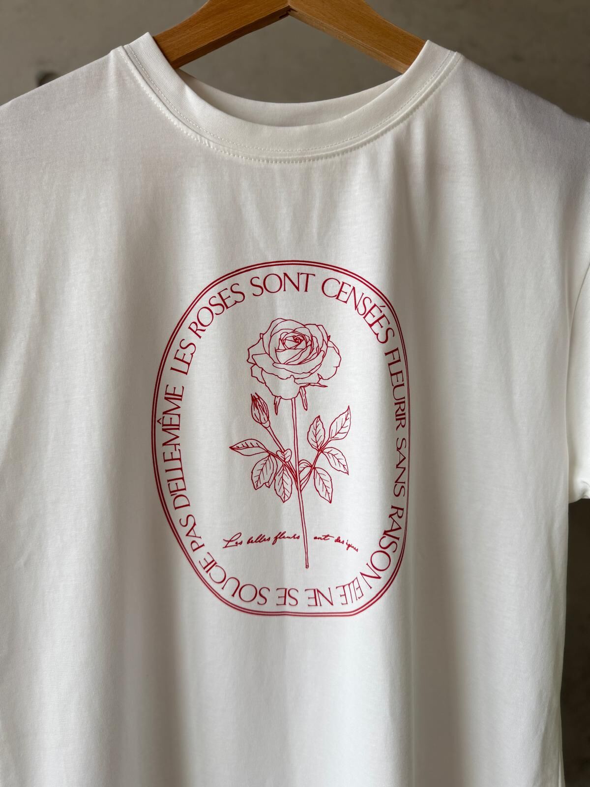 ｛Special Price} 法式簡約玫瑰白色T裇【日本直送】
