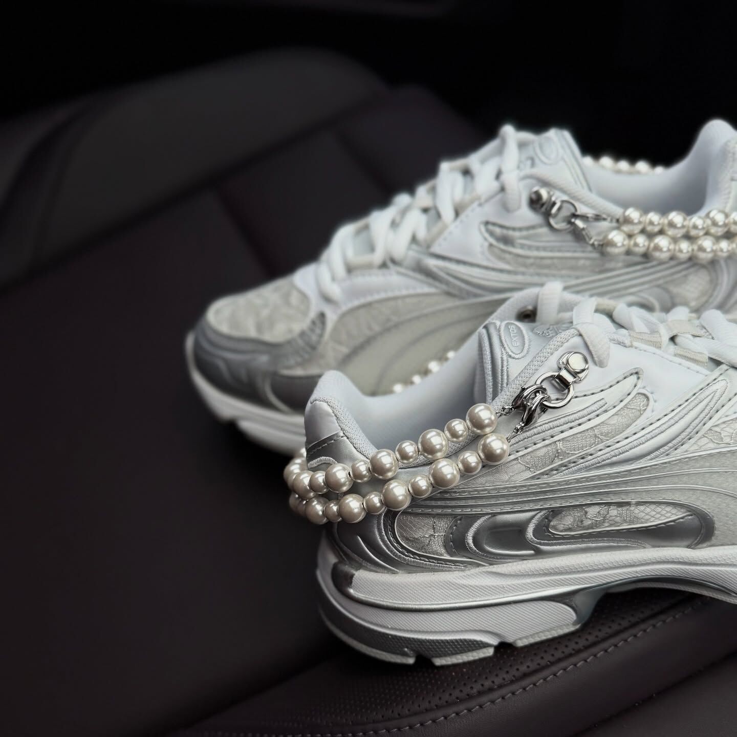 PUMA Extos Feminine Pack 珍珠項鍊 小香風 液態銀 銀色 復古鞋 39996501