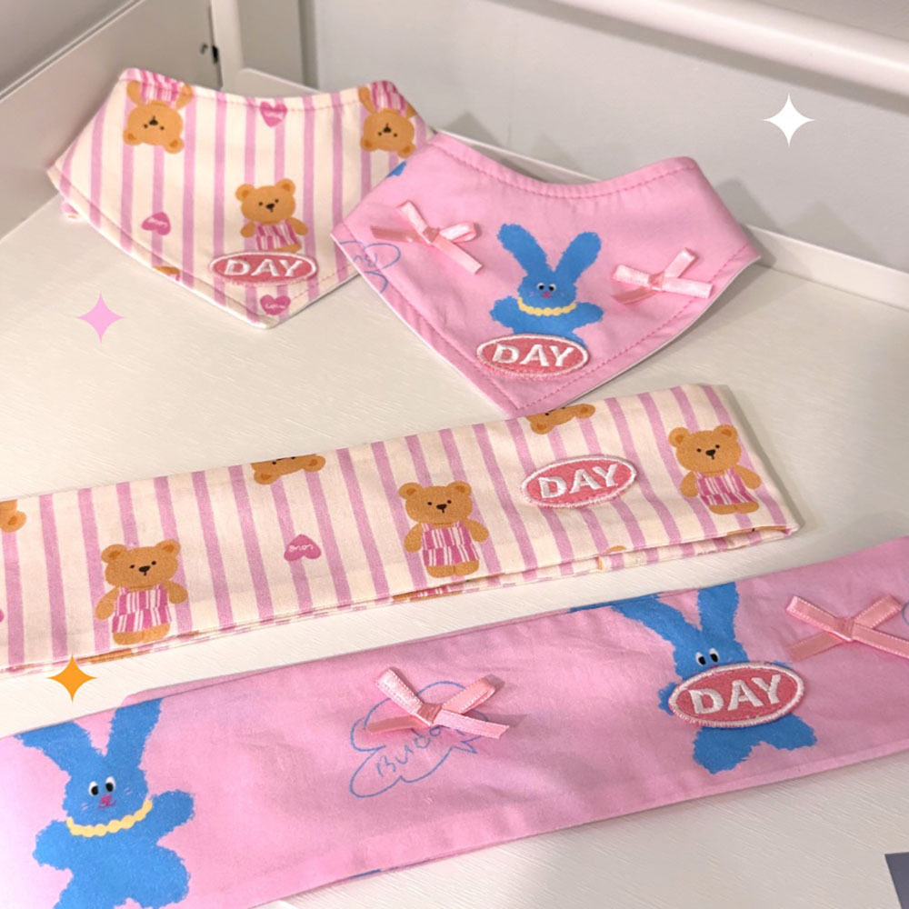 【預購】cuddly day｜ 粉色熊＆兔兔 三角巾＆涼感巾