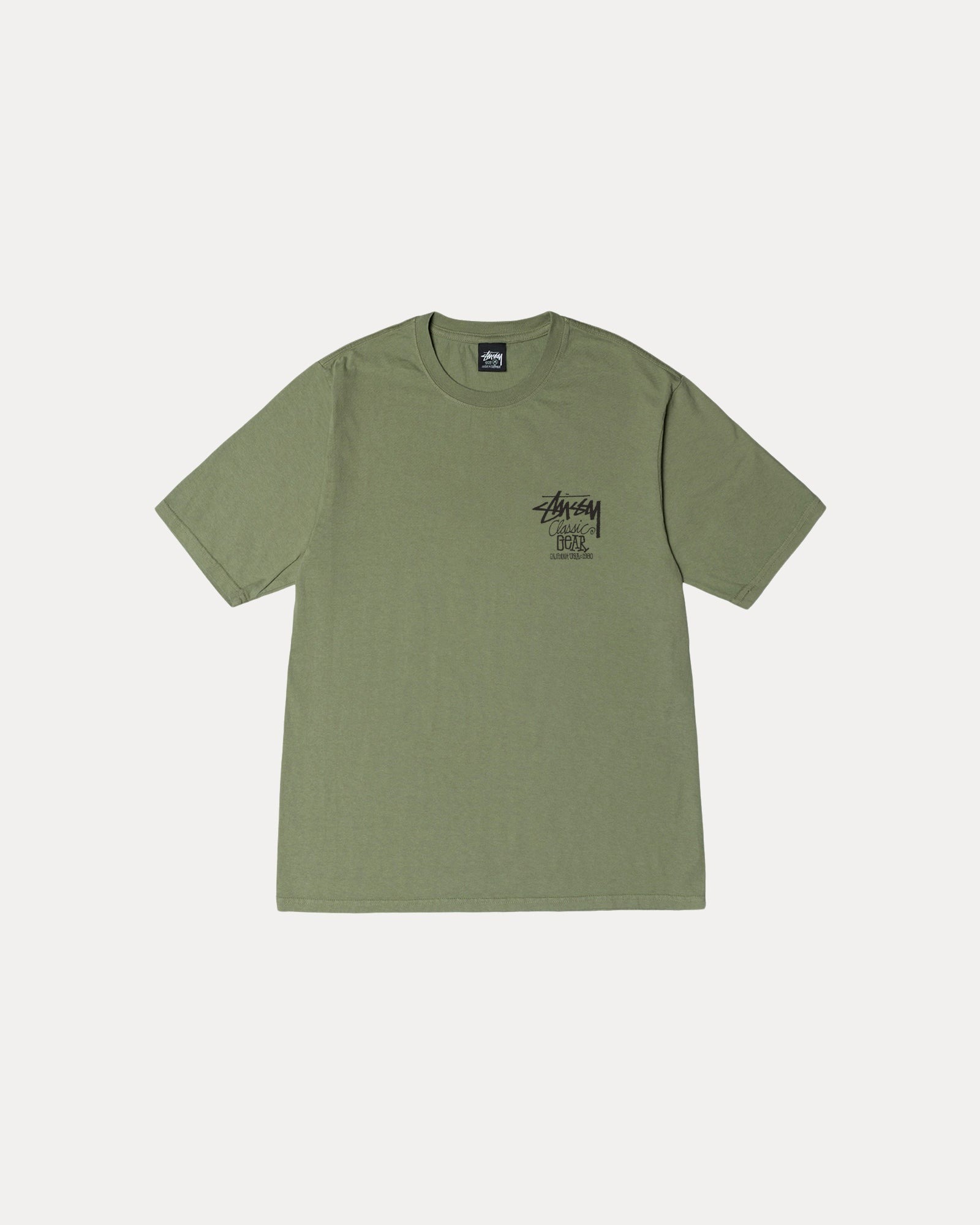 STUSSY CLASSIC GEAR TEE PIGMENT DYED ARTICHOKE