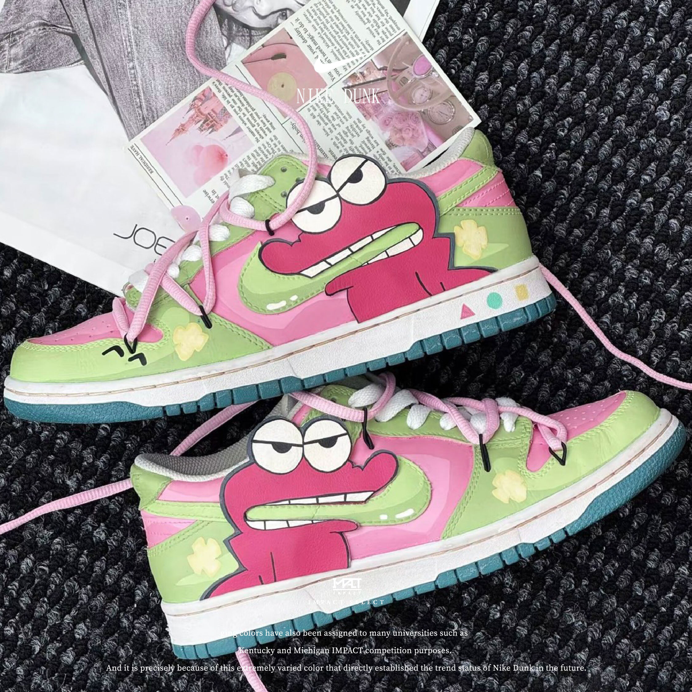 NINE DUNK 蠟筆小新 鱷魚餅乾 粉綠 女款 FD9911-101