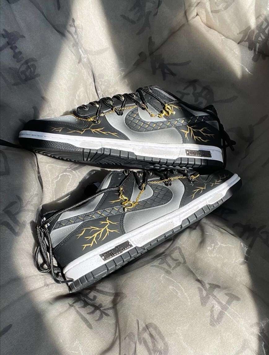 【訂製鞋款】Nike Dunk Low 金蟒聞鳴 蛇年 暗黑 國風 解構 雙鞋帶 DD1391-100(Team52-金蟒聞鳴S-BOX)