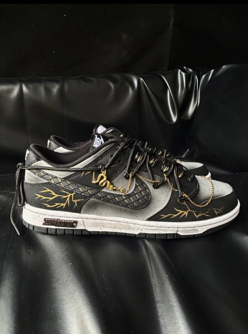 【訂製鞋款】Nike Dunk Low 金蟒聞鳴 蛇年 暗黑 國風 解構 雙鞋帶 DD1391-100(Team52-金蟒聞鳴S-BOX)