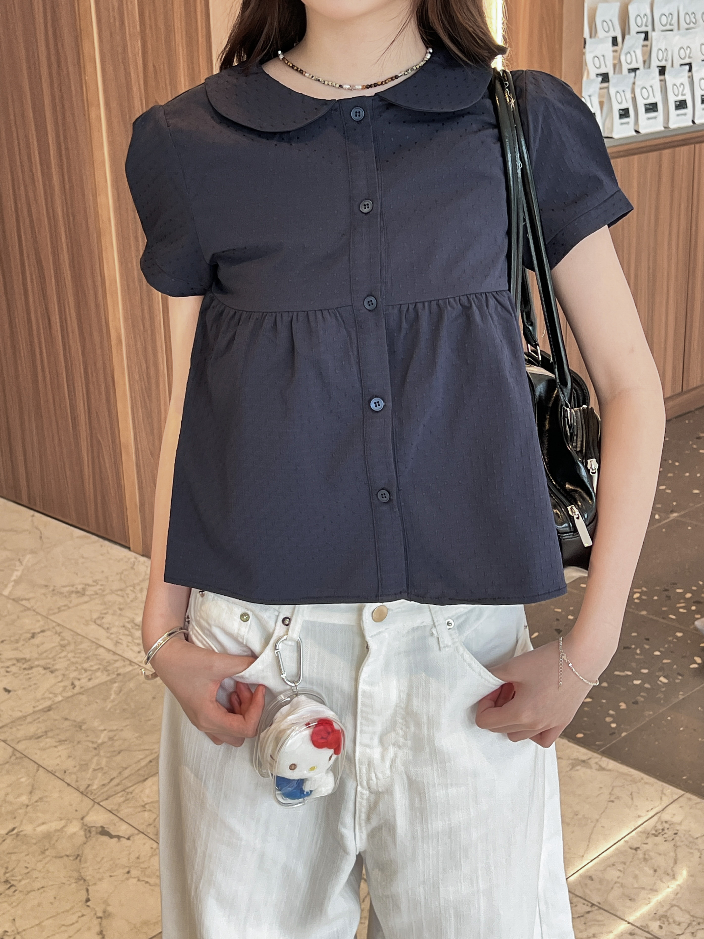 低調波點娃娃領襯衫