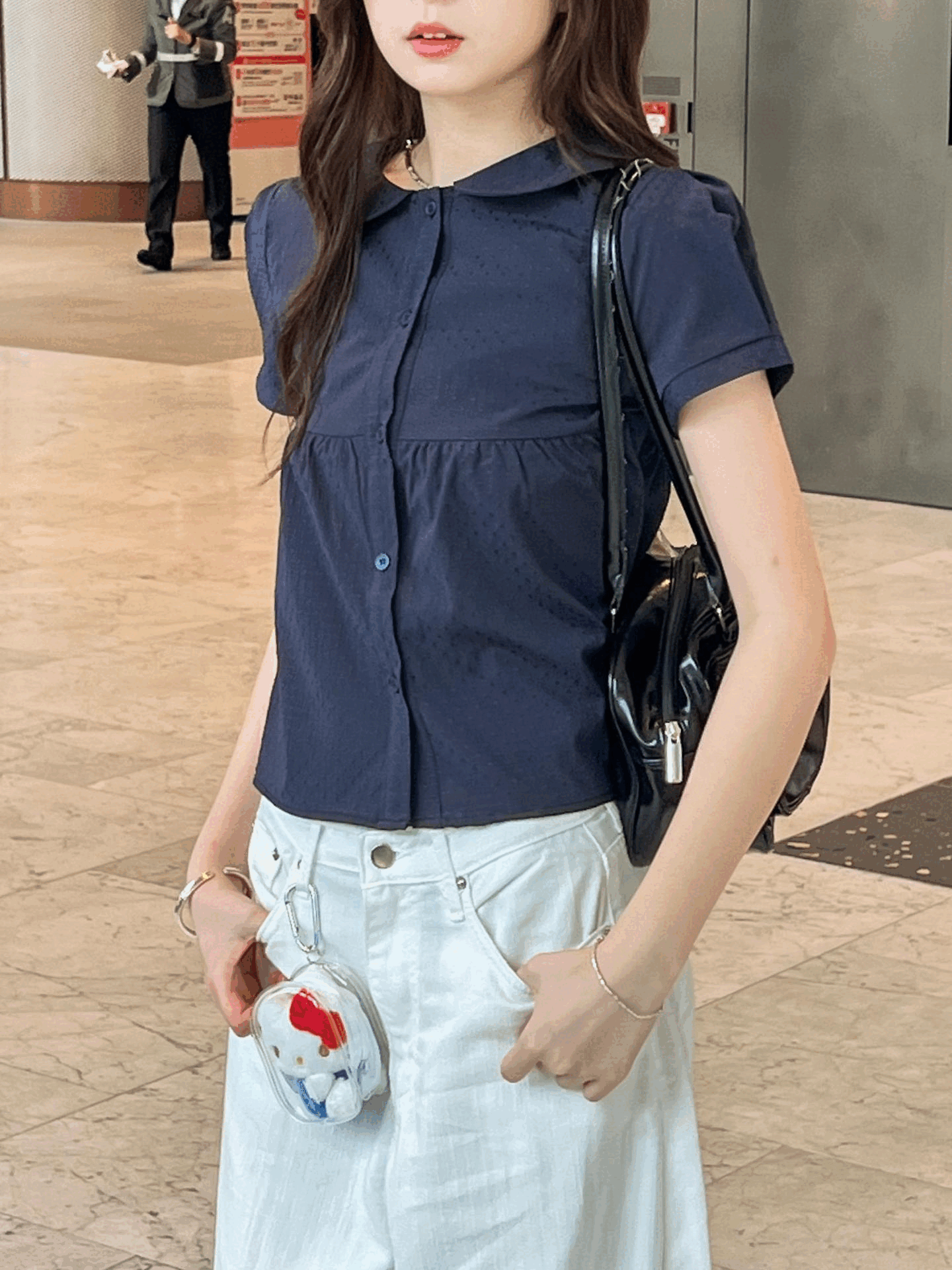 低調波點娃娃領襯衫