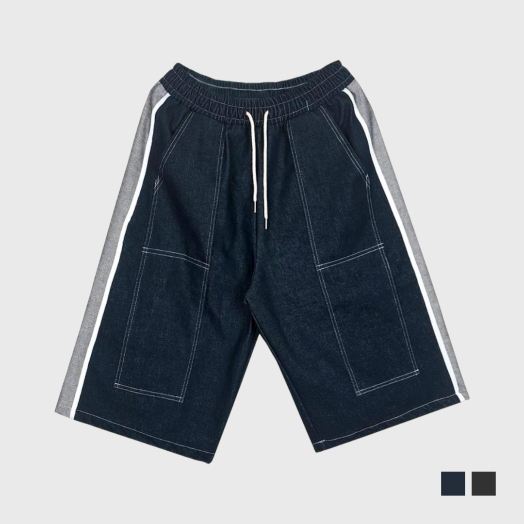 拼接織帶畫家七分褲