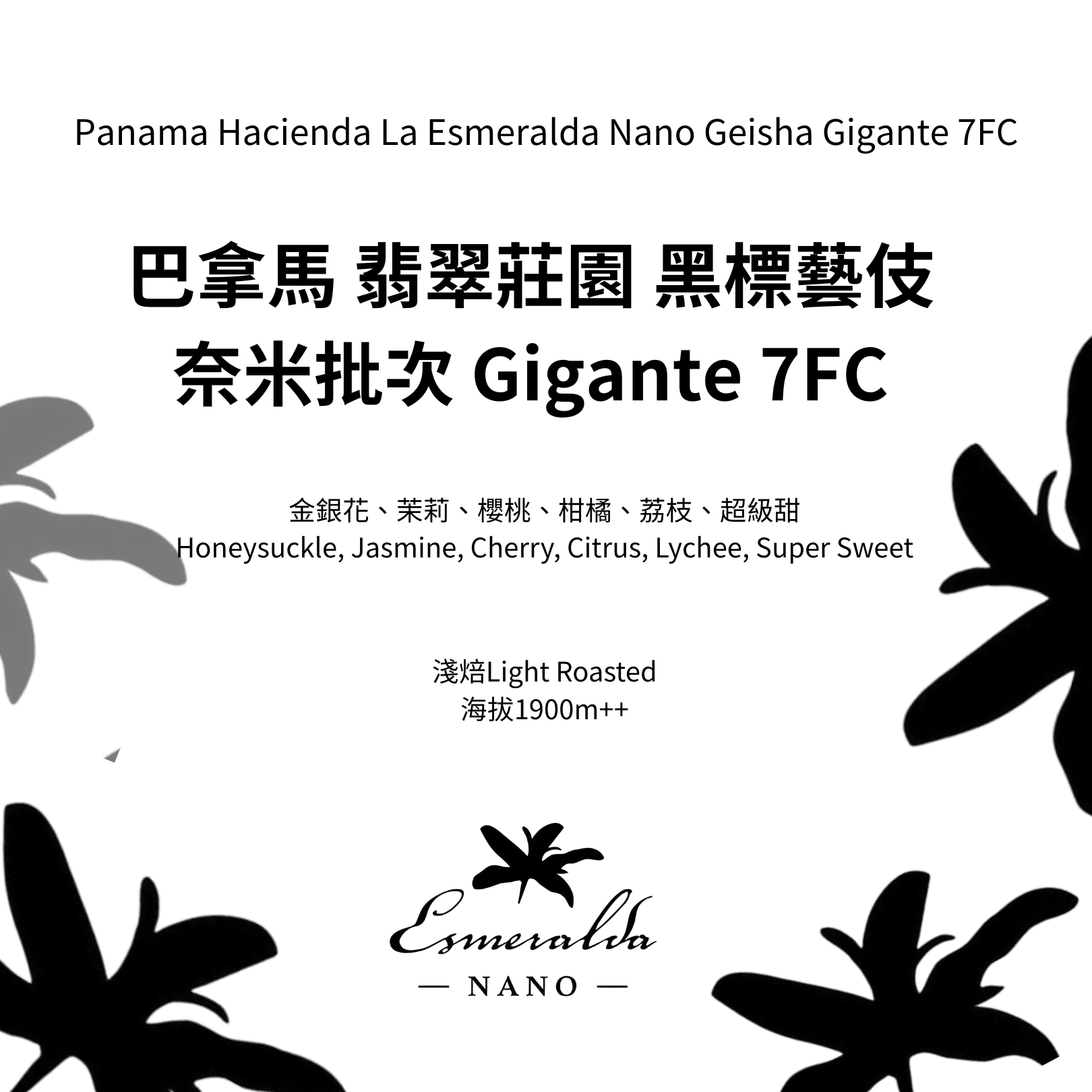 2025 巴拿馬 翡翠莊園 黑標 Gigante 7FC 藝伎 瑰夏 奈米批次 淺焙 咖啡豆