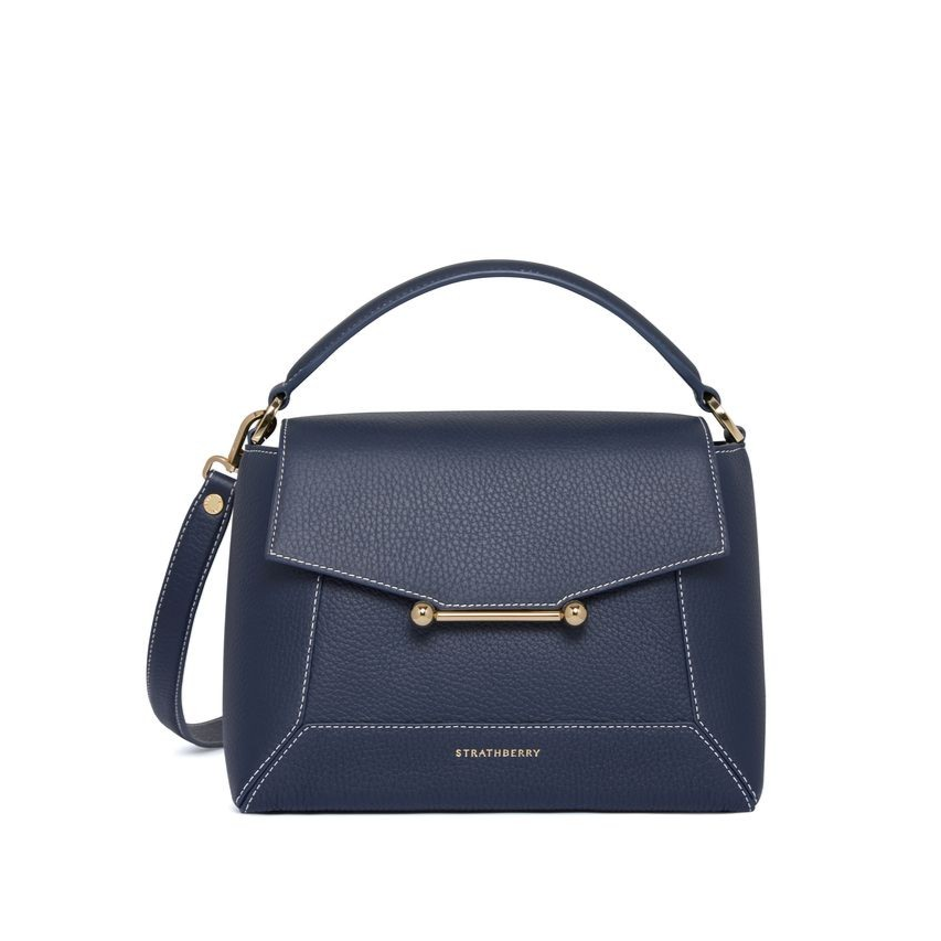 1SA0730-046 STRATHBERRY Mosaic Top Handle Grain - Navy - Vanilla Stitch #20231-125-680-300 (B-BO-E)